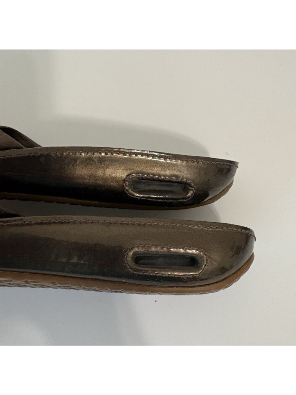 Cole Haan Brown Bronze Leather Slip On Buckle Sandals - Picture 10 of 15